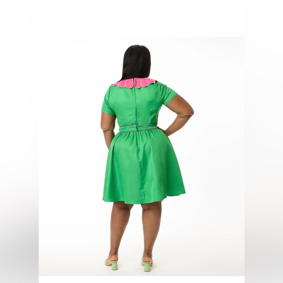 Unique Vintage Green and Pink Dress - Picture 4 of 12